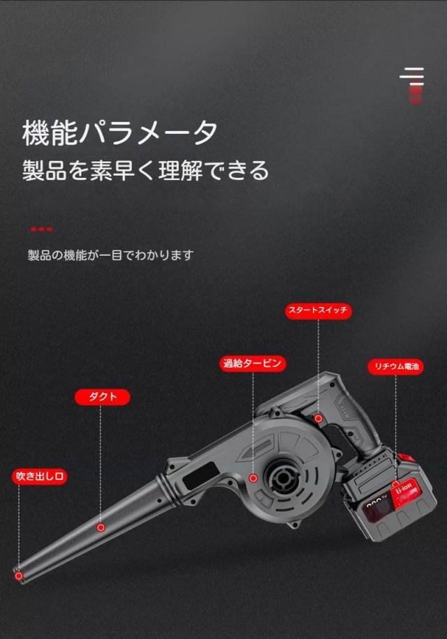 【送料無料】充電式ブロワ(集じん機能付き) コードレス 小型 集塵機 ブロワー 充電式 21V ブロワ 充電 芝刈り機 洗車用 電動 15000mAhバッテリ一 送風 エアー 落ち葉 清掃 集塵_15