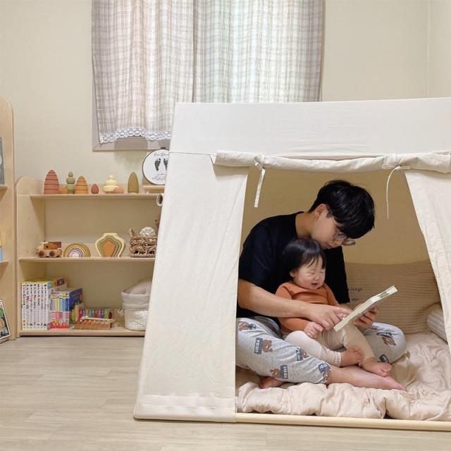 キッズテント 男の子 木 可愛い 子供テント おしゃれ 無地 子供 プレイハウス 室内 北欧 テントハウス プレイテント キッズハウス 秘密基地 リビング 室内遊び場テント 丈夫 長く使える きょうだい ギフト クリスマス プレゼント おもちゃ_4
