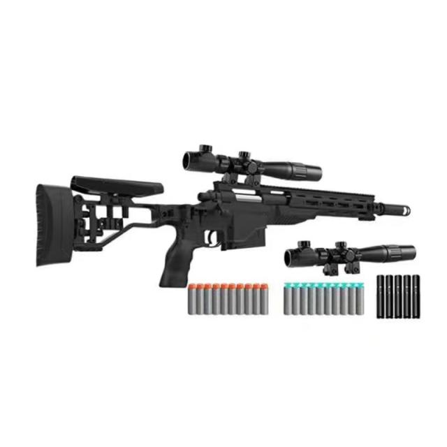 スナイパーライフル ブラック ボルトアクション 狙撃銃風おもちゃ銃 ブラック スナイパーライフル ボルトアクション式