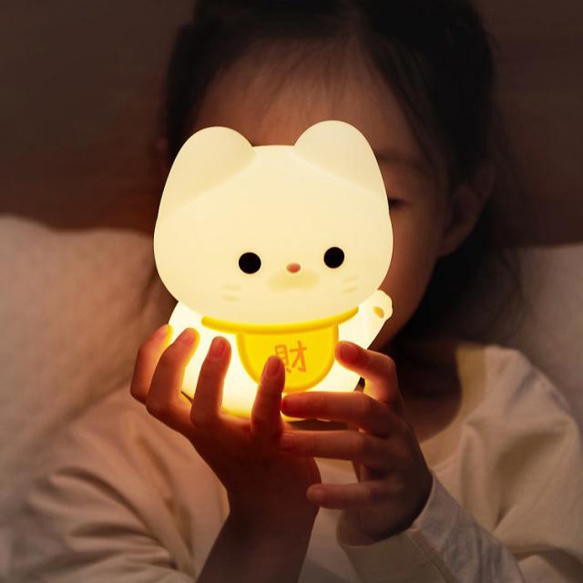 猫 ライト ナイトライト かわいい LED ランプ 招き猫型 まねきねこ