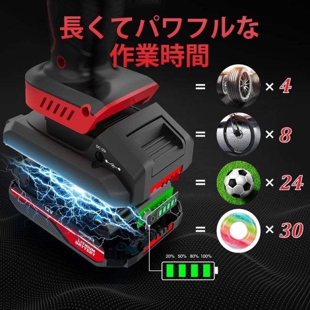 コードレス タイヤインフレーター 空気入れ エアコンプレッサー 12V コードレス カー 充電式 ポータブル