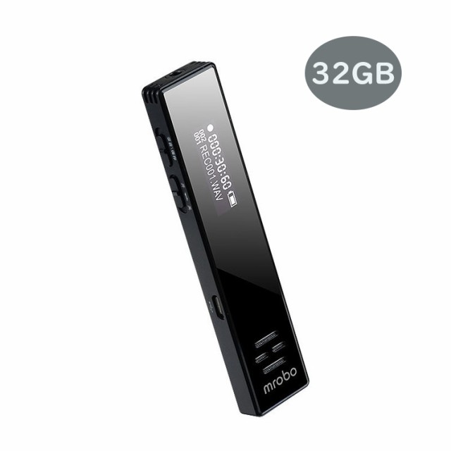 32GB大容量! ボイスレコーダー ICレコーダー 小型 長期録音 ワンボタン録音 スピーカー内蔵 MP3プレーヤーの通販は