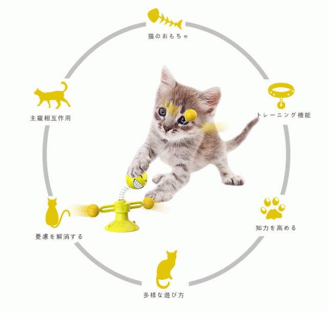 猫用 おもちゃ ボール ばね バネ 回転 羽 スプリングマン 猫棒風車