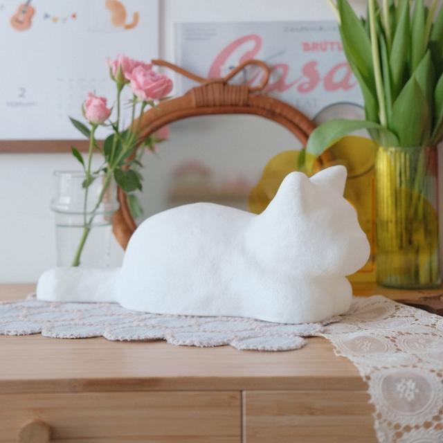 猫 ライト 間接照明 おやすみ 2色切替 単品【ネコ ねこ テーブル