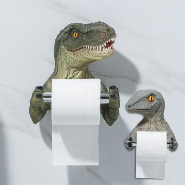 トイレットペーパーホルダー 恐竜 怖い 恐怖 ドッキリ おもしろ雑貨 ティラノサウルス Tyrannosaurus インテリア トイレ用品 簡単 プチリフォーム diy