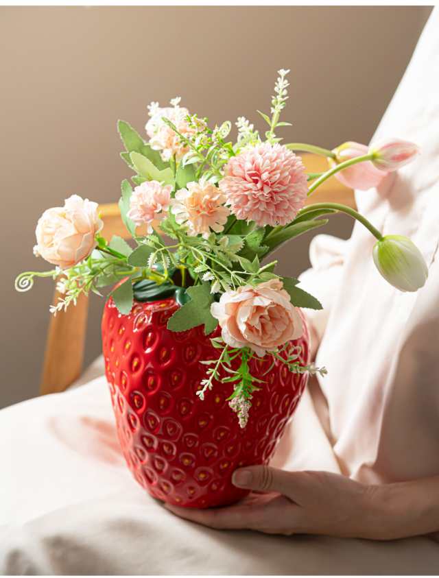 苺の花瓶 strawberry flower vase LL (ピンクいちご) - 花瓶