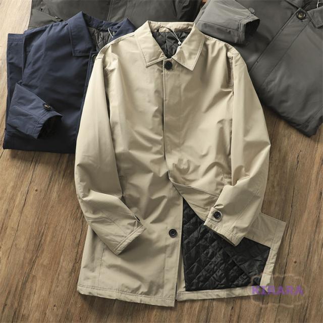 チェスターコート メンズ 中綿入り 厚手 暖かい ビジネスコート 紳士服 通勤 通学 ステンカラーコート ゆったり 防風 防寒 ジャケット 秋冬物？アウター オフィス フォーマル 無地 ロング丈 大きいサイズ