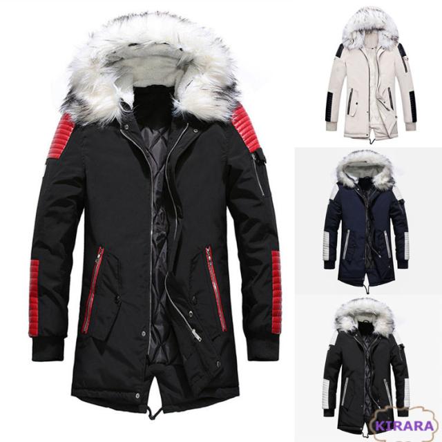 中綿コート メンズ ロングコート フード付き ダウンジャケット 冬物 暖かい 紳士服 防寒着 ビジネス 通勤 通学 軽量 アウタドア 無地 カジュアル 欧米風 コートの通販は 6,186円