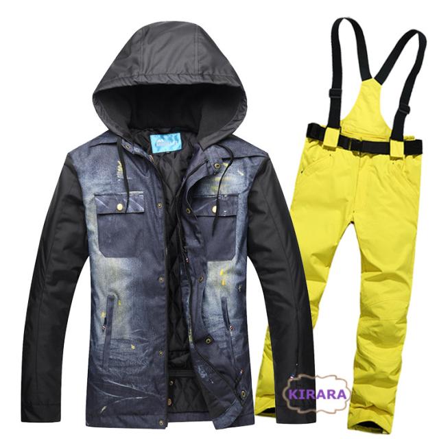 スキーウェア メンズ 上下2点セット スノーボードウェア フード付き
