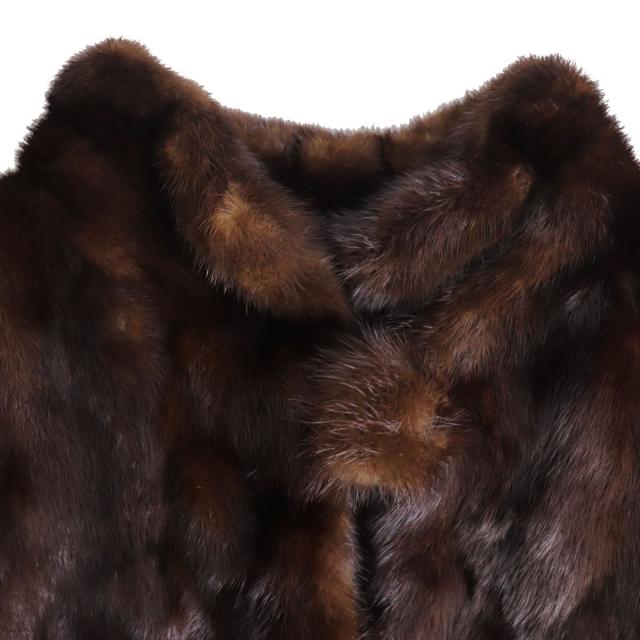 【毛皮　ミンク　ロング　裏地花柄】 本毛皮　ブラウン 極美品☆MINK ミンク 裏地花柄刺繍 本毛皮コート ブラウン 13 毛