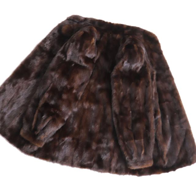 【毛皮　ミンク　ロング　裏地花柄】 本毛皮　ブラウン 極美品☆MINK ミンク 裏地花柄刺繍 本毛皮コート ブラウン 13 毛