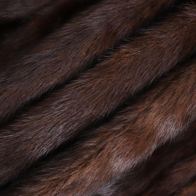 毛皮 ミンク ロング 裏地花柄】 本毛皮 ブラウン 毛皮 ミンク ロング