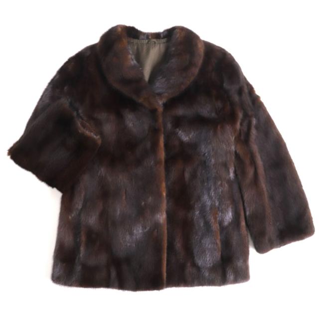 美品◇MINK ミンク 本毛皮コート ブラウン 毛質柔らか