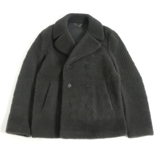 【ドンドン見直し】美品□15AW ルイヴィトン クリストファーネメス ロープ柄 ロゴボタン ダブルブレスト ムートンコート グレー 50の通販は