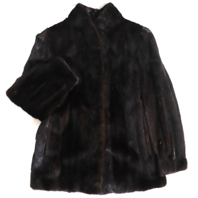 美品▼SAGA MINK　サガミンク　本毛皮コート　ブラウン　毛質艶やか・柔らか◎ 美品◇SAGA MINK サガミンク 逆毛 本毛皮コート ダークブラウン 11 毛