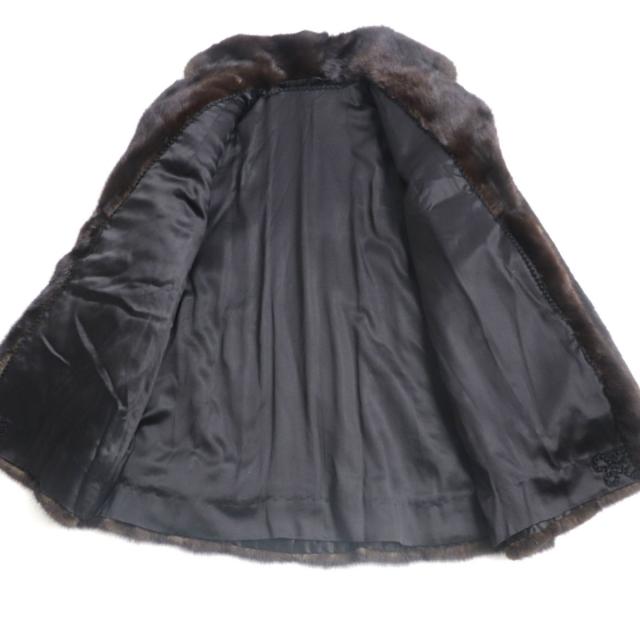 MINK 　ミンク　毛皮　ミディアム　コート　ダークブラウン 極美品☆MINK ミンク 逆毛 本毛皮コート ダークブラウン（ブラックに