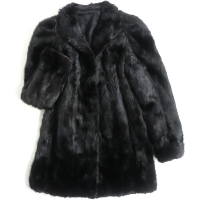 美品！良質ミンクコート☆ 美品▽MINK ミンク 逆毛 本毛皮コート ブラック 毛質艶やか