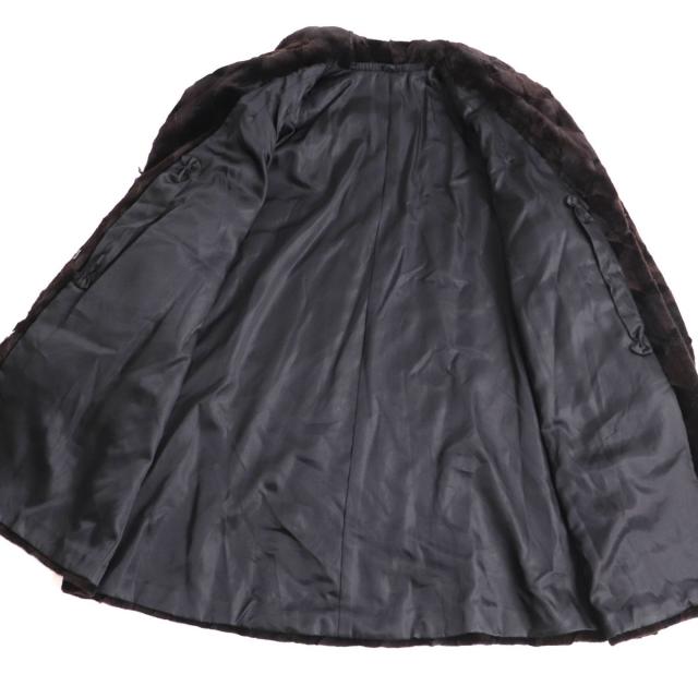 値下げ……美品……本毛皮サワイヤミンクM 毛並み極美品◇MINK シェアードミンク デザイン 本毛皮セミロング