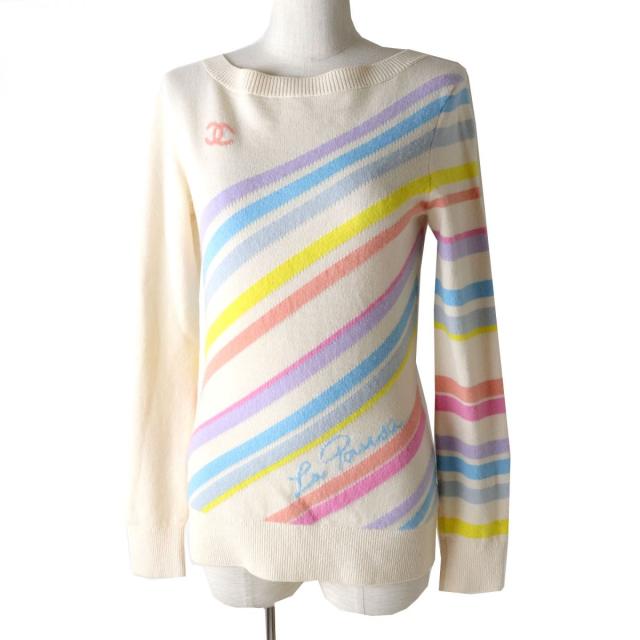 【ドンドン見直し】極美品◎UK製 シャネル 19C P60517 レディース ラパウザ ココマーク カシミヤ100％ 長袖 ニットプルオーバー 34の通販は 121,752円