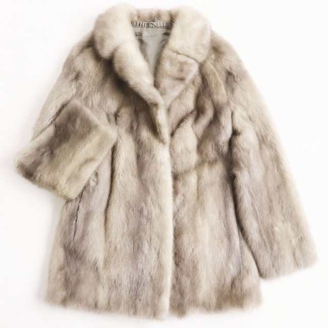 毛並み良品●MINK サファイアミンク 本毛皮ショートコート ジャケット ライトグレー 9号 毛質艶やか・柔らか◎の通販は