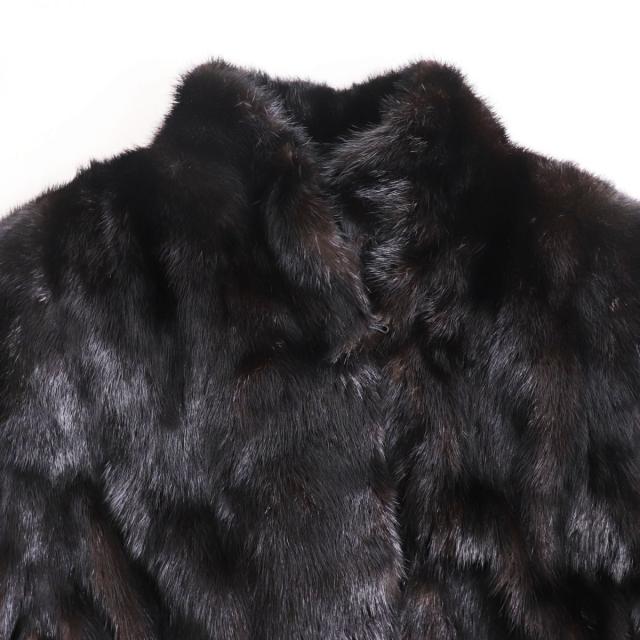 ミンク 毛皮 ショート丈 コート ジャケットブラック ダークブラウン １３　号 毛並み美品○MINK ミンク 逆毛 本毛皮ショートコート ジャケット