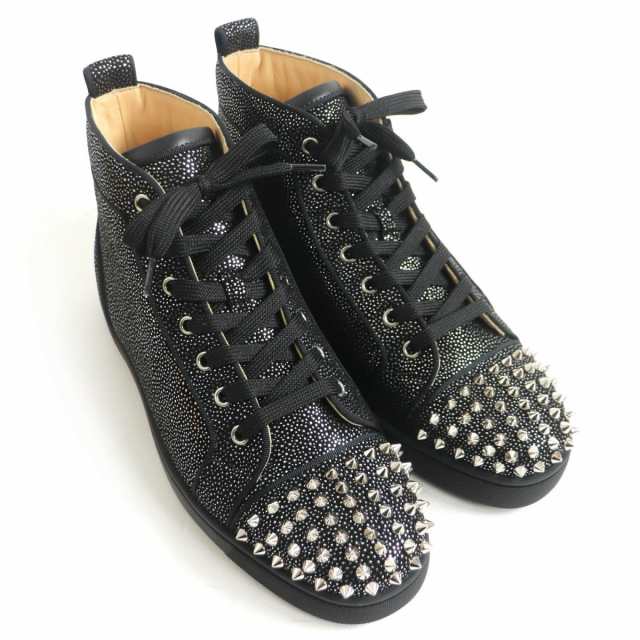 未使用品□クリスチャンルブタン 3191118 LOU SPIKES ORLATO FLAT SUEDE スパイクスタッズ レザー  ハイカットスニーカー 黒 41 イタリアの通販はau PAY マーケット - 衣類＆ブランドリサイクルGREEN | au PAY  マーケット－通販サイト