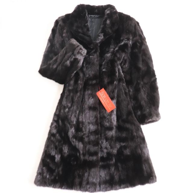 未使用●MINK ミンク 本毛皮超ロングコート ブラック 11号 毛質艶やか・柔らか◎ タグ付き