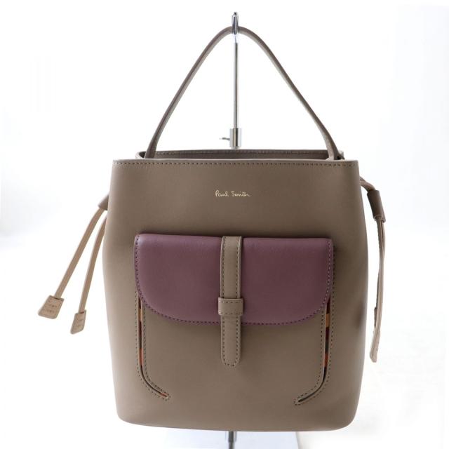 【ドンドン見直し】極美品◎ポールスミス インセット スワールポケット レザー ハンドバッグ ベージュ系・グレージュ系 マルチ 保管袋の通販は