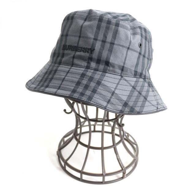 未使用品◆バーバリー ロンドンイングランド ロゴディテール ヴィンテージ チェック コットンブレンド バケットハット グレー M 伊製の通販は