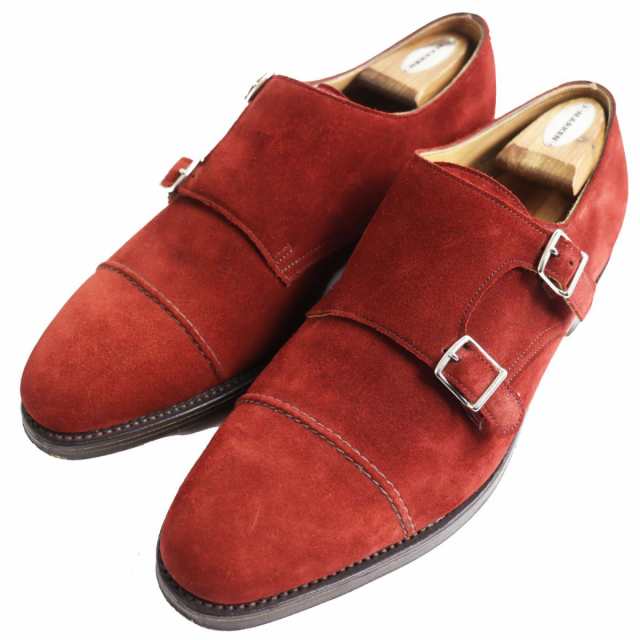 美品●JOHN LOBB ジョンロブ WILLIAM2 スウェードレザー ダブルモンクストラップ レザーシューズ バーガンディ 10 E イングランド製 メンズの通販は