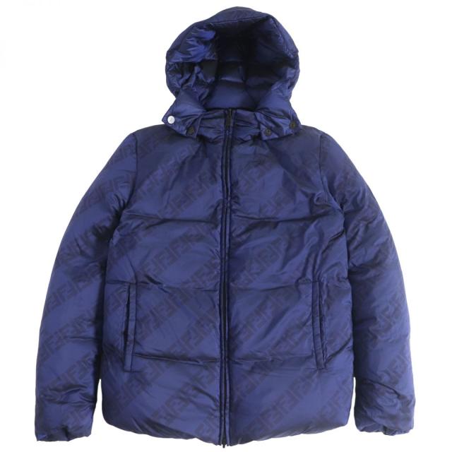 美品□2021年製 FENDI/フェンディ FW1087 AGZJ ズッカ FFロゴ総柄 PUFFY JACKET リバーシブル ダウンジャケット/パフィージャケット 青 46の通販は 126,500円