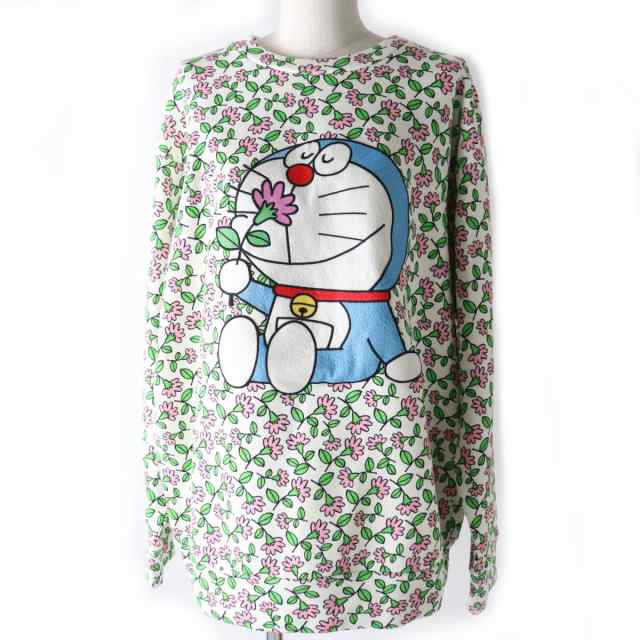 【ドンドン見直し】未使用品☆正規品 21SS グッチ×ドラえもん 638043 クルーネック 花柄 長袖 スウェット 白系 M イタリア製 タグ付