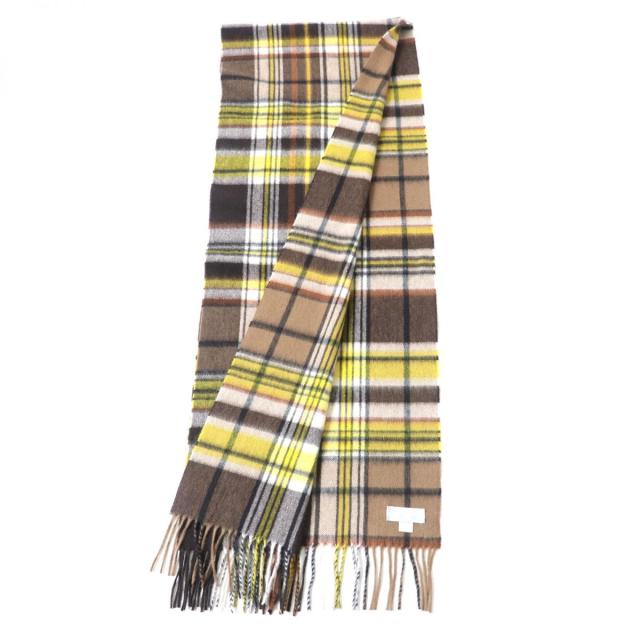 極美品★正規品 Joshua Ellis ジョシュアエリス カシミヤ100％ フリンジ付 マドラスチェック マフラー／ストール マルチ イングランド製の通販は