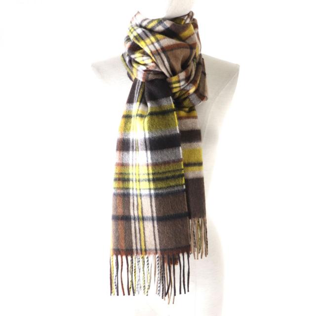 極美品★正規品 Joshua Ellis ジョシュアエリス カシミヤ100％ フリンジ付 マドラスチェック マフラー／ストール マルチ イングランド製の通販は