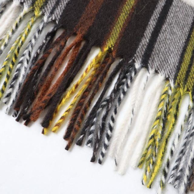 極美品★正規品 Joshua Ellis ジョシュアエリス カシミヤ100％ フリンジ付 マドラスチェック マフラー／ストール マルチ イングランド製の通販は