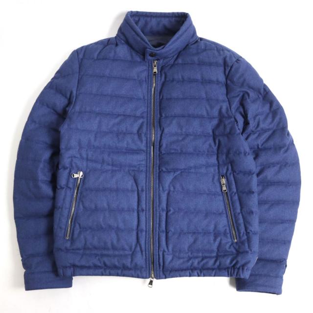 美品◆MONCLER モンクレール DELABOST デラボスト レザーロゴパッチ付き ダブルジップ ダウンジャケット/アウター ブルー 1 正規品 メンズの通販は