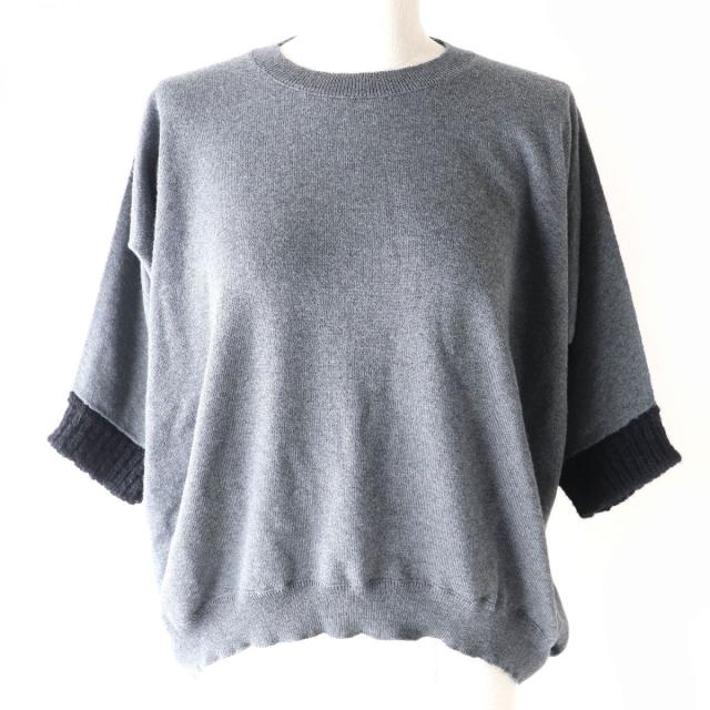【ドンドン見直し】美品△正規品 マルニ WINTER EDITION 2013 アルパカ混 クロップド丈 デザインニット トップス グレー×ブラック 38 ドンドン見直し】美品△正規品 マルニ WINTER EDITION 2013