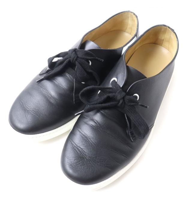 美品★HERMES エルメス クライム エクスリブリス レースアップ レザー スニーカー ブラック×ホワイト 39 1/2 イタリア製 箱付きの通販は