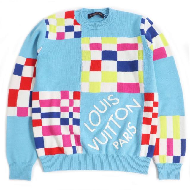 【ドンドン見直し】未使用品□ルイヴィトン 1A8P48 ディストーテッド ウール 長袖ニット ブルー系 XS 伊製 正規品