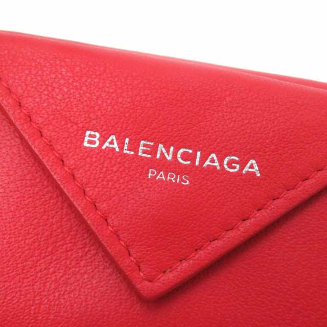 美品☆BALENCIAGA バレンシアガ 391446 ロゴ入り レザー ペーパー ミニウォレット／3つ折り財布 レディース レッド  箱・保管袋付きの通販はau PAY マーケット - 衣類＆ブランドリサイクルGREEN | au PAY マーケット－通販サイト