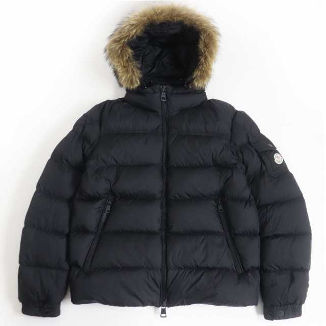 美品□19-20AW MONCLER/モンクレール MARQUE/マルク ロゴワッペン コヨーテファー フーデッド WZIP ダウンジャケット ブラック 1 正規品