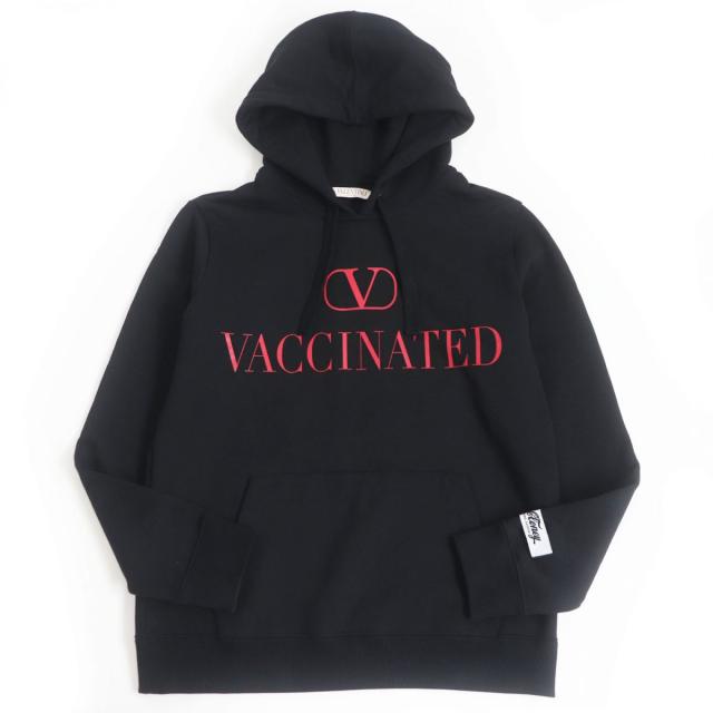 【ドンドン見直し】美品□21AW ヴァレンティノ クロニー VACCINATEDロゴ プルオーバー スウェットパーカー 黒 XS 伊製 正規品
