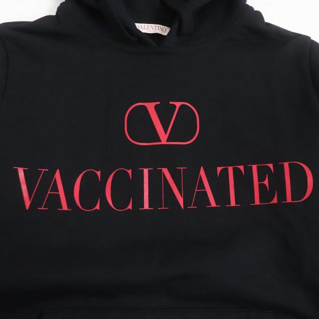 【ドンドン見直し】美品□21AW ヴァレンティノ クロニー VACCINATEDロゴ プルオーバー スウェットパーカー 黒 XS 伊製 正規品 ドンドン見直し】美品□21AW ヴァレンティノ クロニー VACCINATEDロゴ