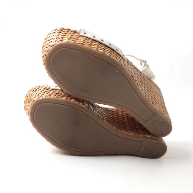 極美品☆PRADA プラダ 3XZ175 アンクルレザーベルト ウェッジソール  