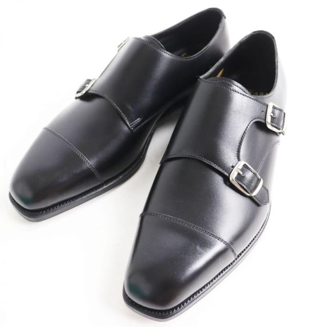 未使用品●エドワードグリーン WESTMINSTER 888ラスト ストレートチップ ダブルモンクストラップ レザーシューズ ブラック 6 箱　保存袋付の通販は