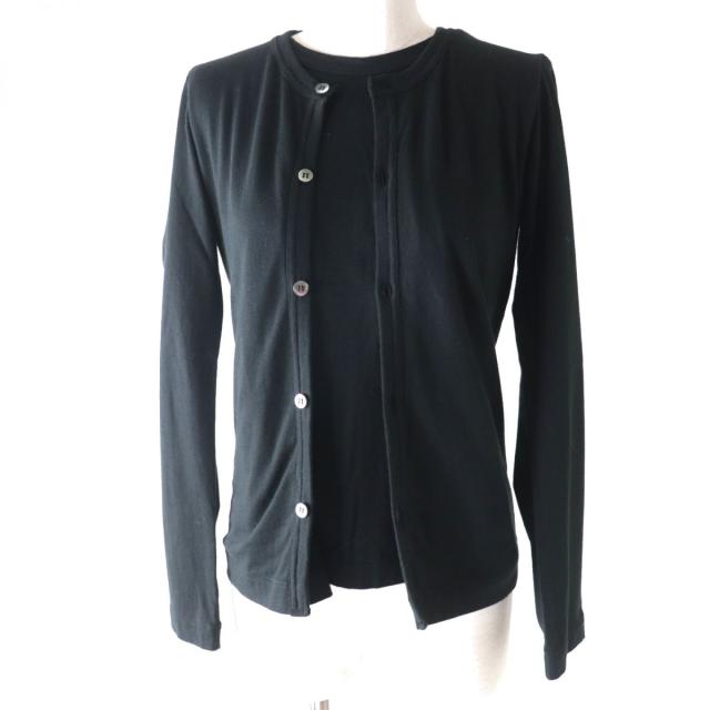 極美品★正規品 COMME des GARCONS コムデギャルソン GE-T043 19年 クルーネック シェルボタン付き レイヤード カーディガン ブラック XSの通販は
