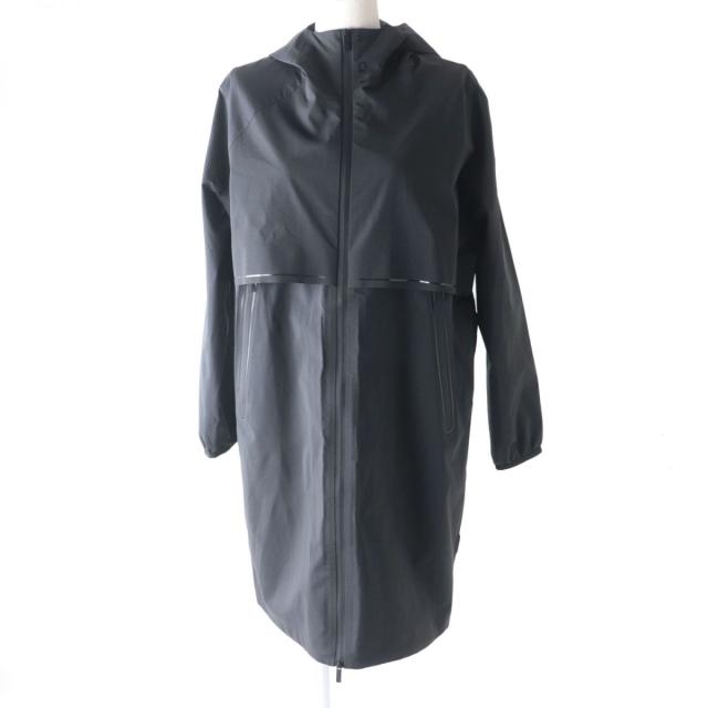 極美品★正規品 MONCLER モンクレール 2020年 SHAMALIYY ロゴプリントデザイン フード付 ZIP UP ゴム引き ナイロンコート 黒 レディース 0の通販は