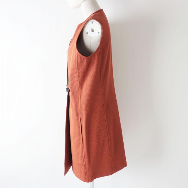 HERMES - 極美品◎正規品 フランス製 HERMES エルメス 22SS ROBE PORTEFEUILLE レディース ロング丈 ベスト/ジレ テラコッタ 40 極美品◎正規品 フランス製 HERMES エルメス 22SS ROBE