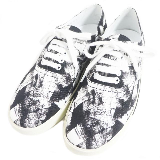 【ドンドン見直し】未使用品□セリーヌ ELLIOT 総柄 レースアップ ローカット キャンバススニーカー ブラック×ホワイト 41 イタリア製