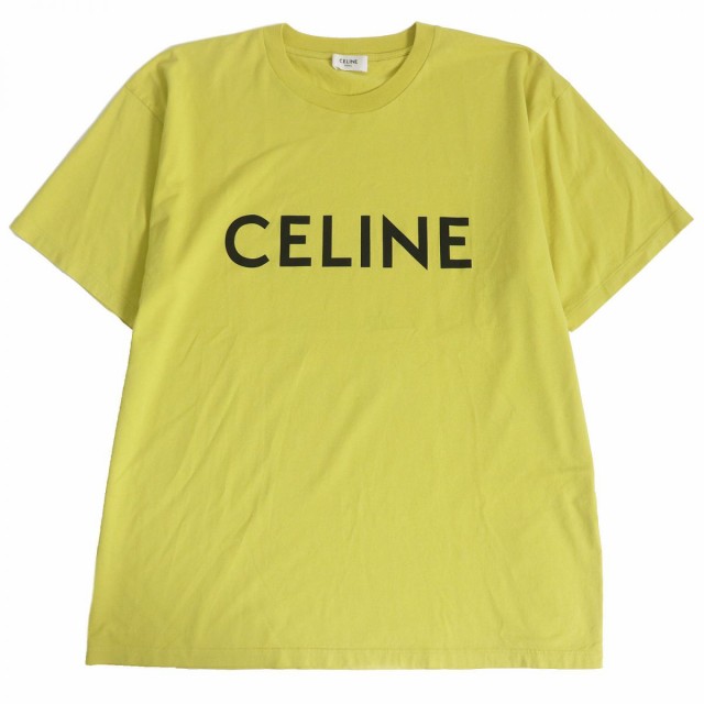 美品□CELINE/セリーヌ 2X681501F ロゴプリントデザイン コットン100％ クルーネック 半袖Tシャツ/カットソー イエロー S 伊製 正規品